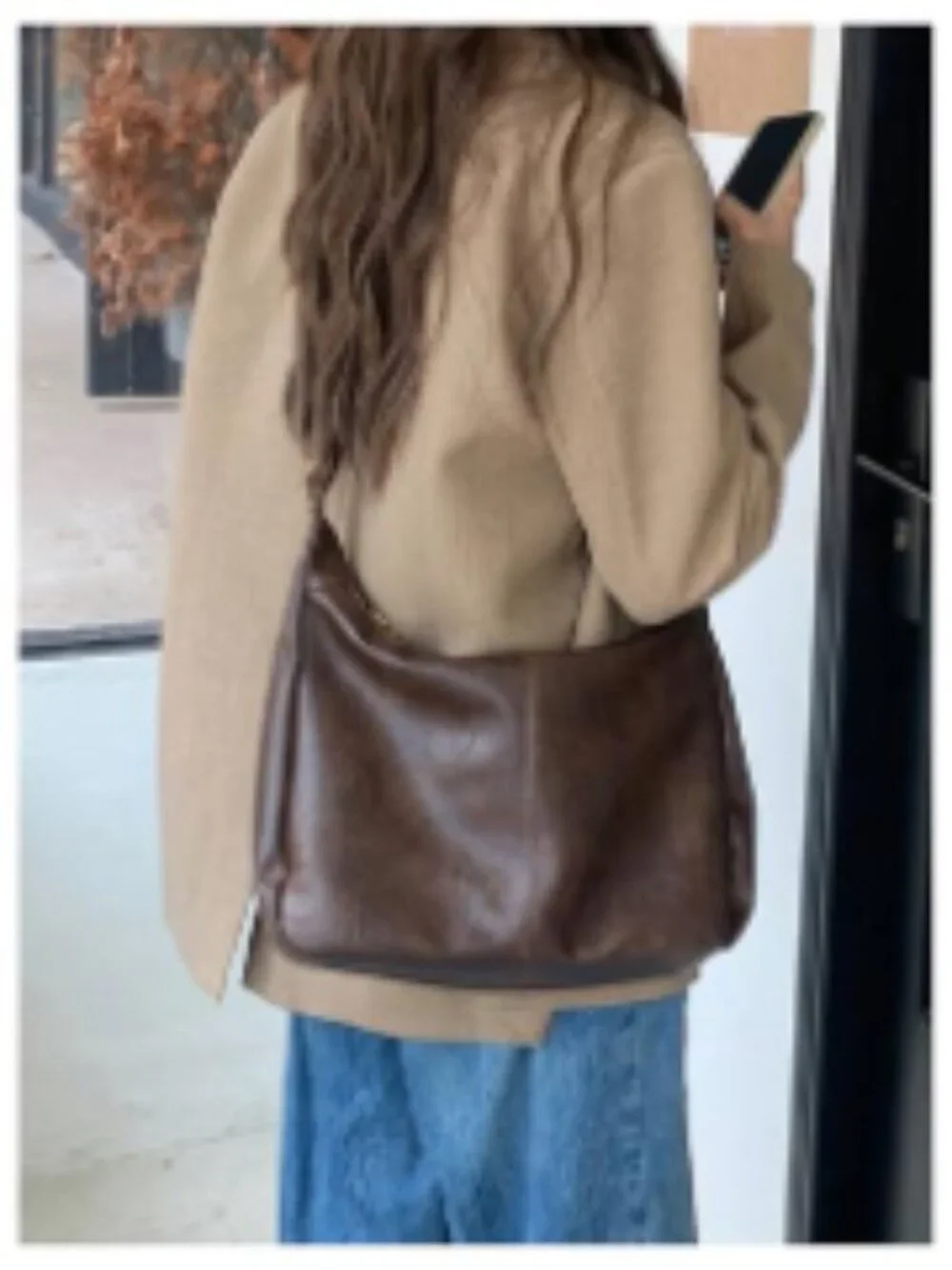 PU Leather Soft Slouchy Hobo Bag Crossbody with Zipper
